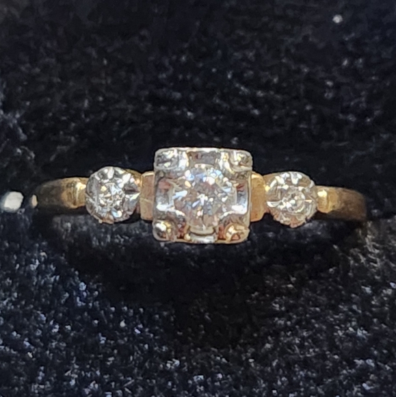 Jewelry - Solid Gold Two-Tone Art Deco Diamond Ring